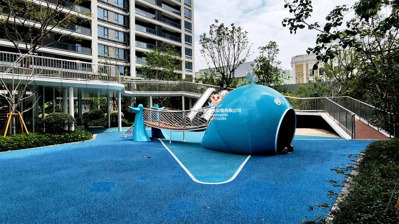 樂圖戶外無動力游樂設施：永嘉甌北街道社區不銹鋼組合滑梯完工
